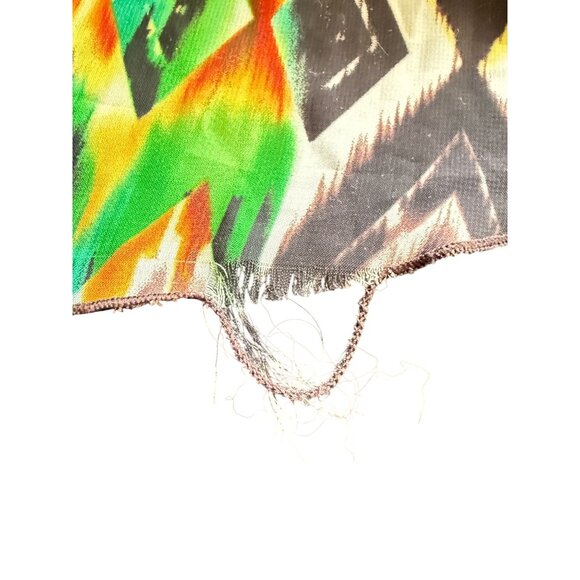 ALLEN B Allen Schwartz Chiffon Halter Dress Sz 4 Beaded Yoke Tribal Print Hi-Low - Picture 10 of 10